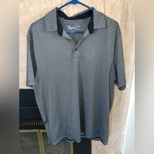 Under Armour Gray & Black Striped HeatGear Polo Shirt - Size Large